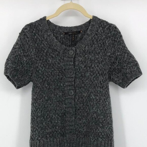 BCBGMaxazria Wool & Alpaca buttoned grey sweater mini dress - Picture 6 of 13